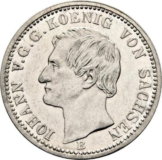 Obverse 1/6 Thaler 1869 B - Silver Coin Value - Saxony, John