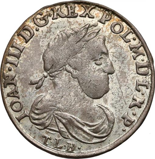 Anverso Szostak (6 groszy) 1679 TLB TLB debajo del retrato - valor de la moneda de plata - Polonia, Juan III Sobieski
