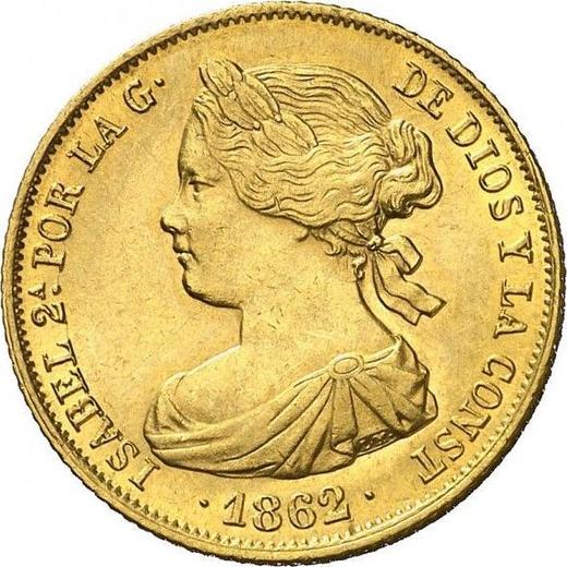 Avers 100 Reales 1862 Acht spitze Sterne - Goldmünze Wert - Spanien, Isabella II