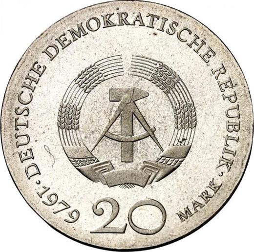 Реверс монеты - 20 марок 1979 года "Лессинг" - цена серебряной монеты - Германия, ГДР