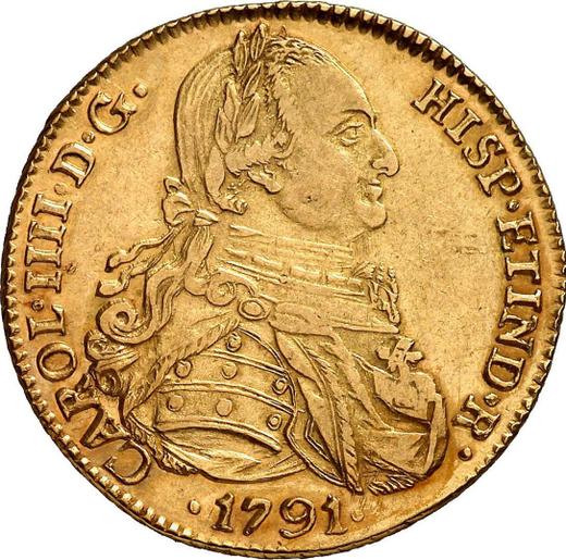 Awers monety - 4 escudo 1791 PTS PR - cena złotej monety - Boliwia, Karol IV