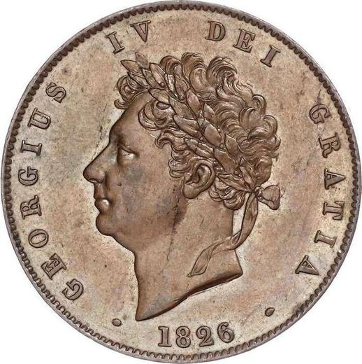 Аверс монеты - 1/2 пенни 1826 года - цена  монеты - Великобритания, Георг IV