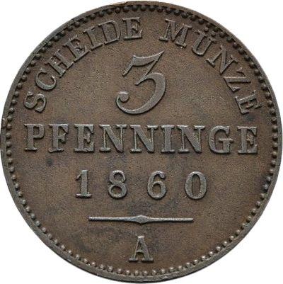 Реверс монеты - 3 пфеннига 1860 года A - цена  монеты - Пруссия, Фридрих Вильгельм IV