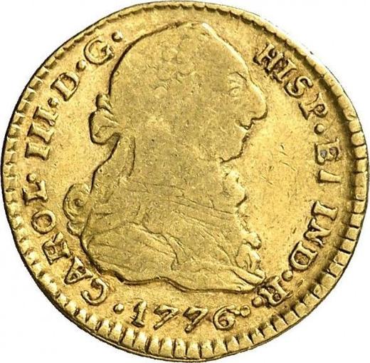 Аверс монеты - 1 эскудо 1776 года P SF - цена золотой монеты - Колумбия, Карл III