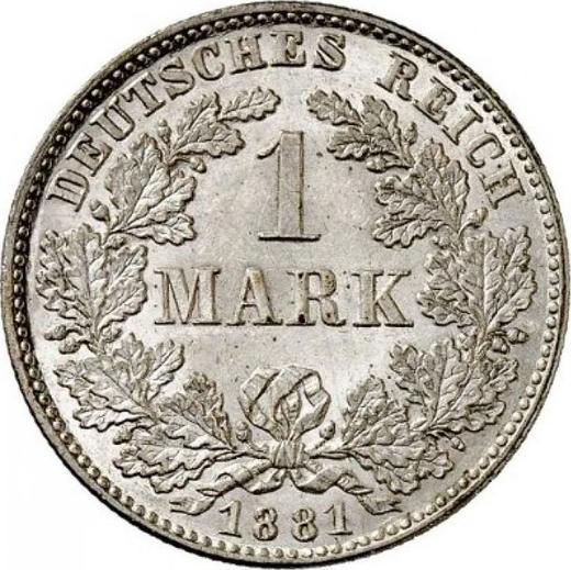 Аверс монеты - 1 марка 1881 года H "Тип 1873-1887" - цена серебряной монеты - Германия, Германская Империя