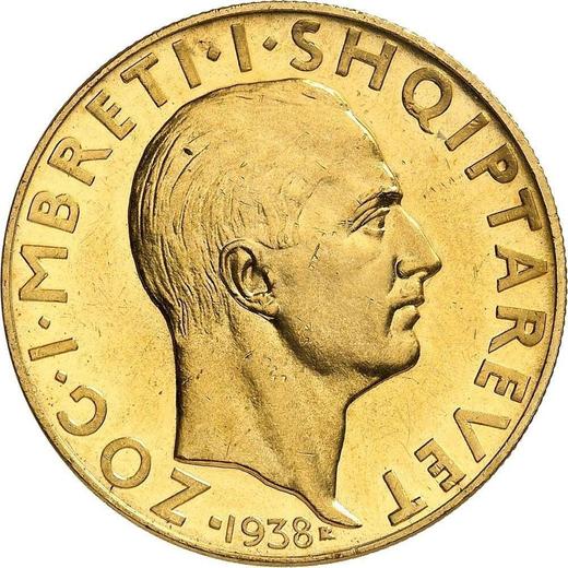 Аверс монеты - 100 франга ари 1938 года R "Свадьба" - цена золотой монеты - Албания, Ахмет Зогу