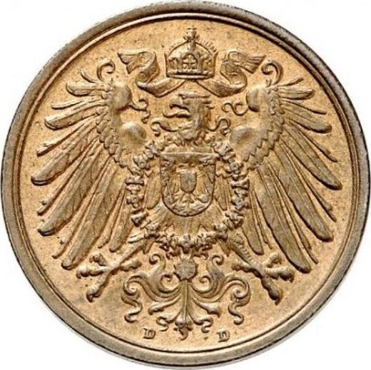 Реверс монеты - 2 пфеннига 1907 года D "Тип 1904-1916" - цена  монеты - Германия, Германская Империя