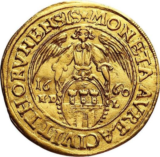Реверс монеты - 2 дуката 1660 года HDL "Торунь" - цена золотой монеты - Польша, Ян II Казимир