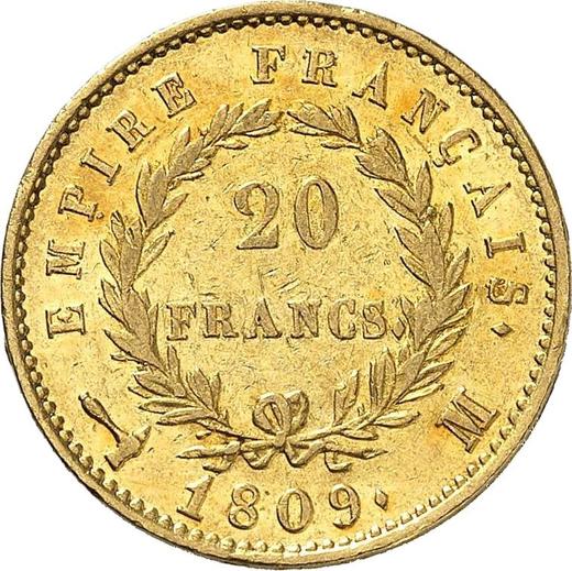 Reverse 20 Francs 1809 M "Type 1809-1815" Toulouse - France, Napoleon I