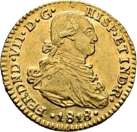 Anverso 1 escudo 1818 NR JF - valor de la moneda de oro - Colombia, Fernando VII