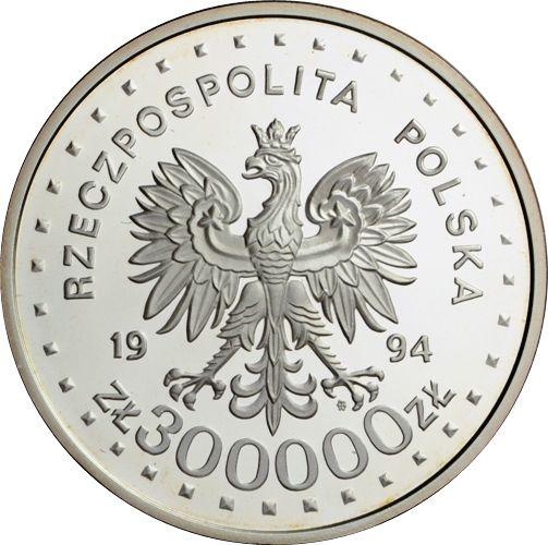 Аверс монеты - 300000 злотых 1994 года MW ET "60-летие Варшавского восстания" - цена серебряной монеты - Польша, III Республика до деноминации