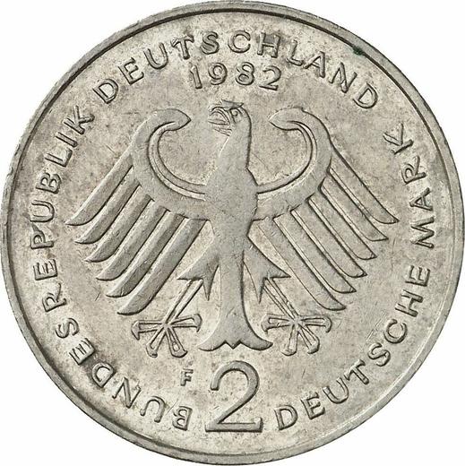 Rewers monety - 2 marki 1982 F "Konrad Adenauer" - cena  monety - Niemcy, RFN