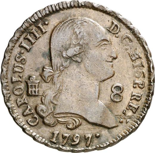 Аверс монеты - 8 мараведи 1797 года - цена  монеты - Испания, Карл IV