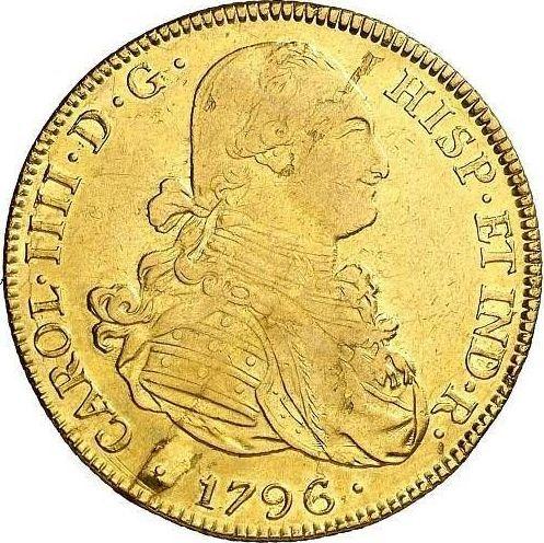 Аверс монеты - 8 эскудо 1796 года PTS PP - цена золотой монеты - Боливия, Карл IV