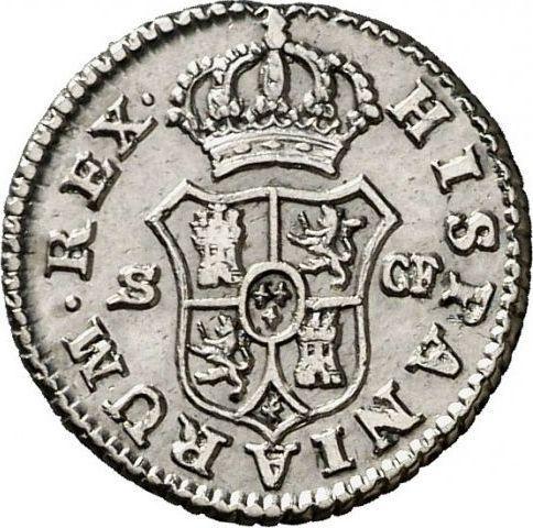 Реверс монеты - 1/2 реала 1776 года S CF - цена серебряной монеты - Испания, Карл III
