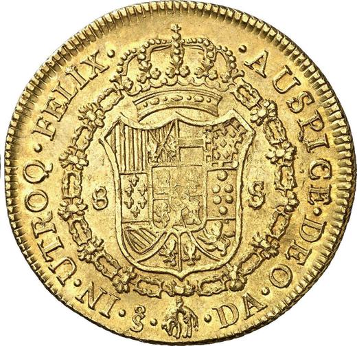 Reverso 8 escudos 1785 So DA - valor de la moneda de oro - Chile, Carlos III
