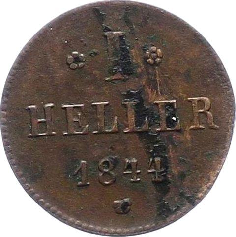 Rewers monety - 1 halerz 1844 - cena  monety - Hesja-Darmstadt, Ludwik II