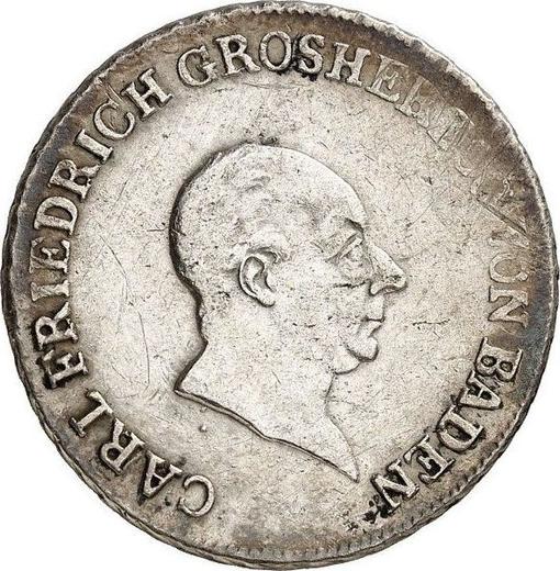 Аверс монеты - 20 крейцеров 1810 года - цена серебряной монеты - Баден, Карл Фридрих