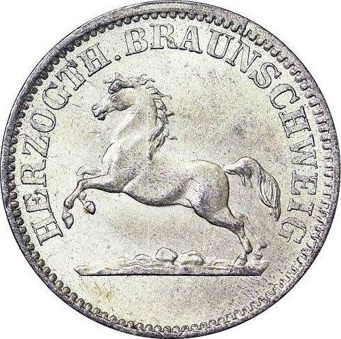 Аверс монеты - Грош 1858 года - цена серебряной монеты - Брауншвейг-Вольфенбюттель, Вильгельм