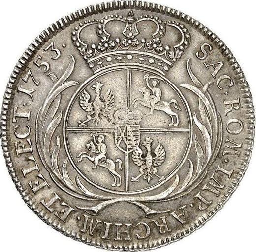 Реверс монеты - Талер 1753 года "Коронный" - цена серебряной монеты - Польша, Август III