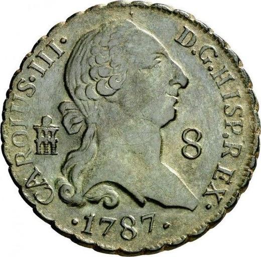 Аверс монеты - 8 мараведи 1787 года - цена  монеты - Испания, Карл III