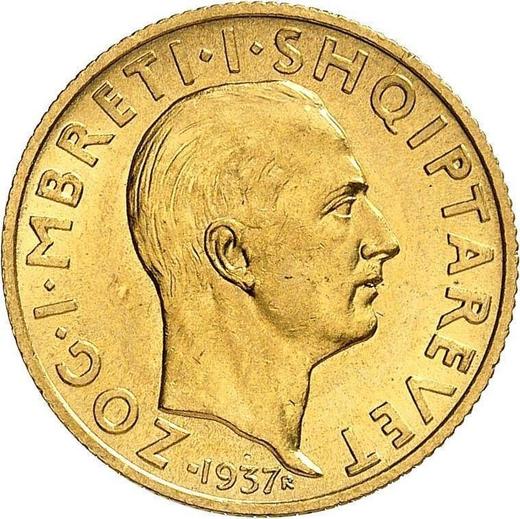 Аверс монеты - 20 франга ари 1937 года R "Независимость" - цена золотой монеты - Албания, Ахмет Зогу