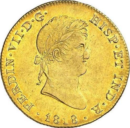 Anverso 8 escudos 1818 M GJ - valor de la moneda de oro - España, Fernando VII