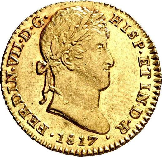 Obverse 2 Escudos 1817 S CJ - Gold Coin Value - Spain, Ferdinand VII