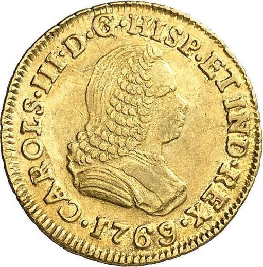 Аверс монеты - 1 эскудо 1769 года PN J - цена золотой монеты - Колумбия, Карл III