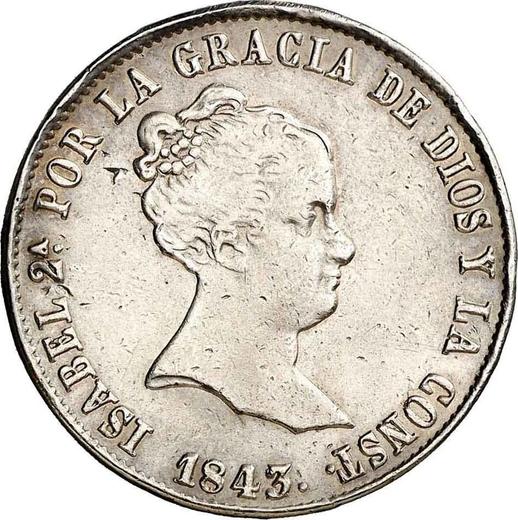Аверс монеты - 10 реалов 1843 года S RD - цена серебряной монеты - Испания, Изабелла II