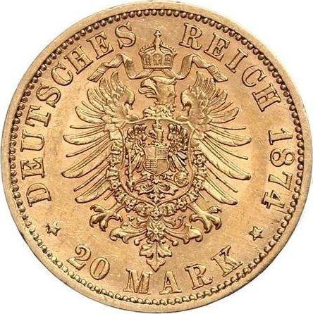 Reverso 20 marcos 1874 B "Prusia" - valor de la moneda de oro - Alemania, Imperio alemán