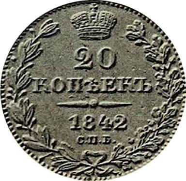 Reverso 20 kopeks 1842 СПБ АЧ "Águila 1832-1843" - valor de la moneda de plata - Rusia, Nicolás I