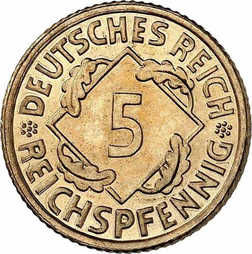 Аверс монеты - 5 рейхспфеннигов 1924 года E - цена  монеты - Германия, Bеймарская республика