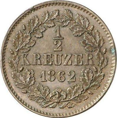 Reverso Medio kreuzer 1862 - valor de la moneda  - Baden, Federico I
