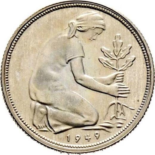 Reverso 50 Pfennige 1949 F "Bank deutscher Länder" - valor de la moneda  - Alemania, RFA