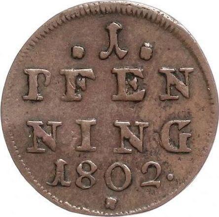 Reverso 1 Pfennig 1802 - valor de la moneda  - Baviera, Maximilian I