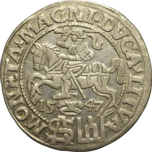 Rewers monety - 1 grosz 1547 "Litwa" - cena srebrnej monety - Polska, Zygmunt II August