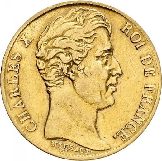 Аверс монеты - 20 франков 1828 года W "Тип 1825-1830" Лилль - цена золотой монеты - Франция, Карл X