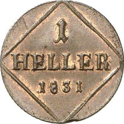 Rewers monety - 1 halerz 1831 - cena  monety - Bawaria, Ludwik I