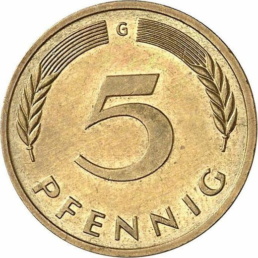 Anverso 5 Pfennige 1982 G - valor de la moneda  - Alemania, RFA
