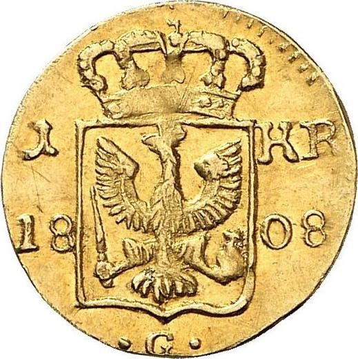 Rewers monety - 1 krajcar 1808 G "Śląsk" Złoto - cena złotej monety - Prusy, Fryderyk Wilhelm III