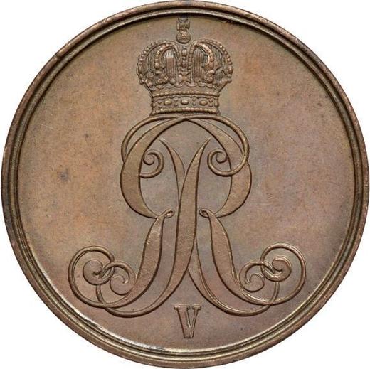 Аверс монеты - 2 пфеннига 1856 года B - цена  монеты - Ганновер, Георг V