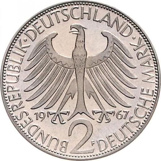 Reverso 2 marcos 1967 F "Max Planck" - valor de la moneda  - Alemania, RFA