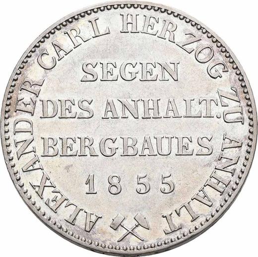 Reverso Tálero 1855 A - valor de la moneda de plata - Anhalt-Bernburg, Alejandro Carlos