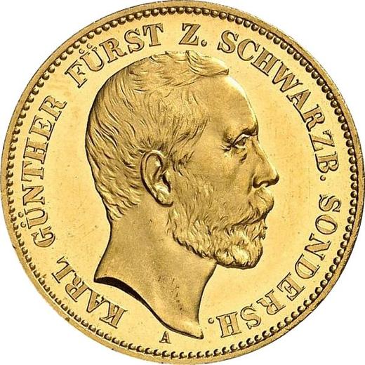 Аверс монеты - 20 марок 1896 года A "Шварцбург-Зондерсгаузен" - цена золотой монеты - Германия, Германская Империя