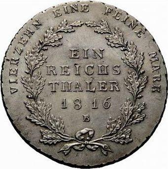 Rewers monety - Talar 1816 B "Typ 1809-1816" - cena srebrnej monety - Prusy, Fryderyk Wilhelm III