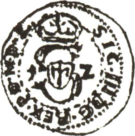 Аверс монеты - Шеляг 1612 года "Литва" - цена серебряной монеты - Польша, Сигизмунд III Ваза