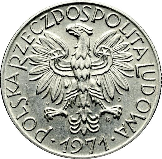 Аверс монеты - 5 злотых 1971 года MW WJ JG "Рыбак" - цена  монеты - Польша, Народная Республика