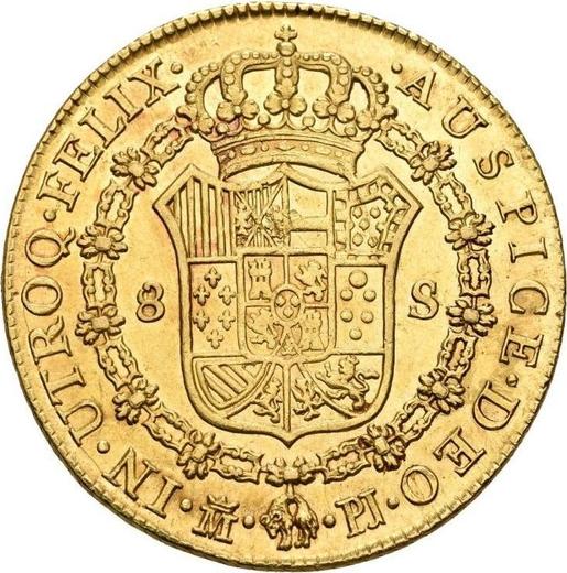 Реверс монеты - 8 эскудо 1779 года M PJ - цена золотой монеты - Испания, Карл III