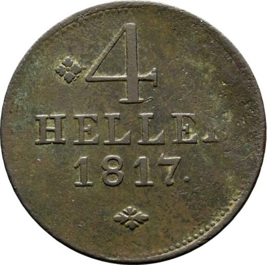 Реверс монеты - 4 геллера 1817 года - цена  монеты - Гессен-Кассель, Вильгельм I
